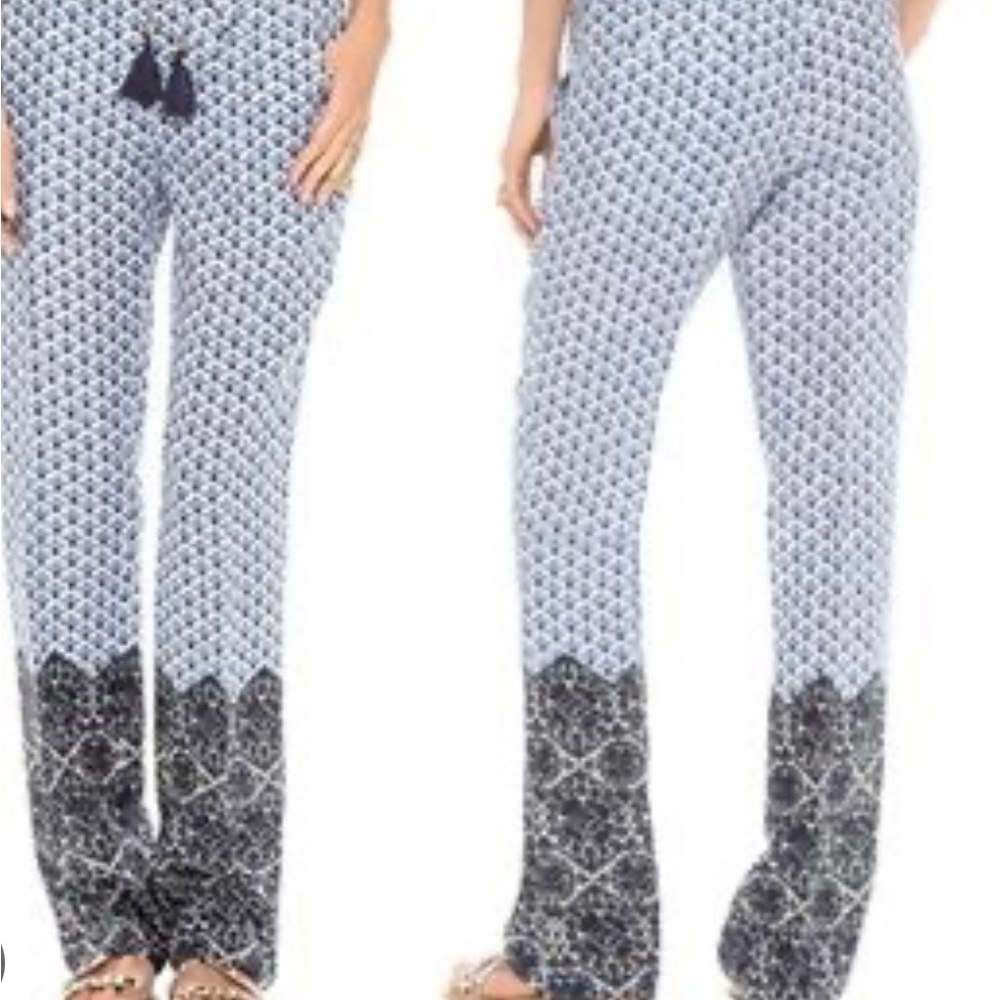 Tory Burch Linen Baja Pants Blue Large